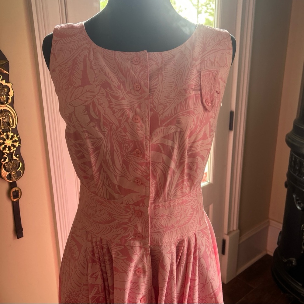 Vintage Sz M Interim Pink Floral Patterned Cotton Tank Style Dress EVC - Picture 2 of 7